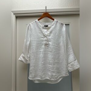 Jcrew 100% linen white popover tunic size small